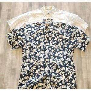 Campia Moda Hawaiian Shirts Mens M Floral Graphic Short Sleeve VTG Lot‎ 2 Cotton